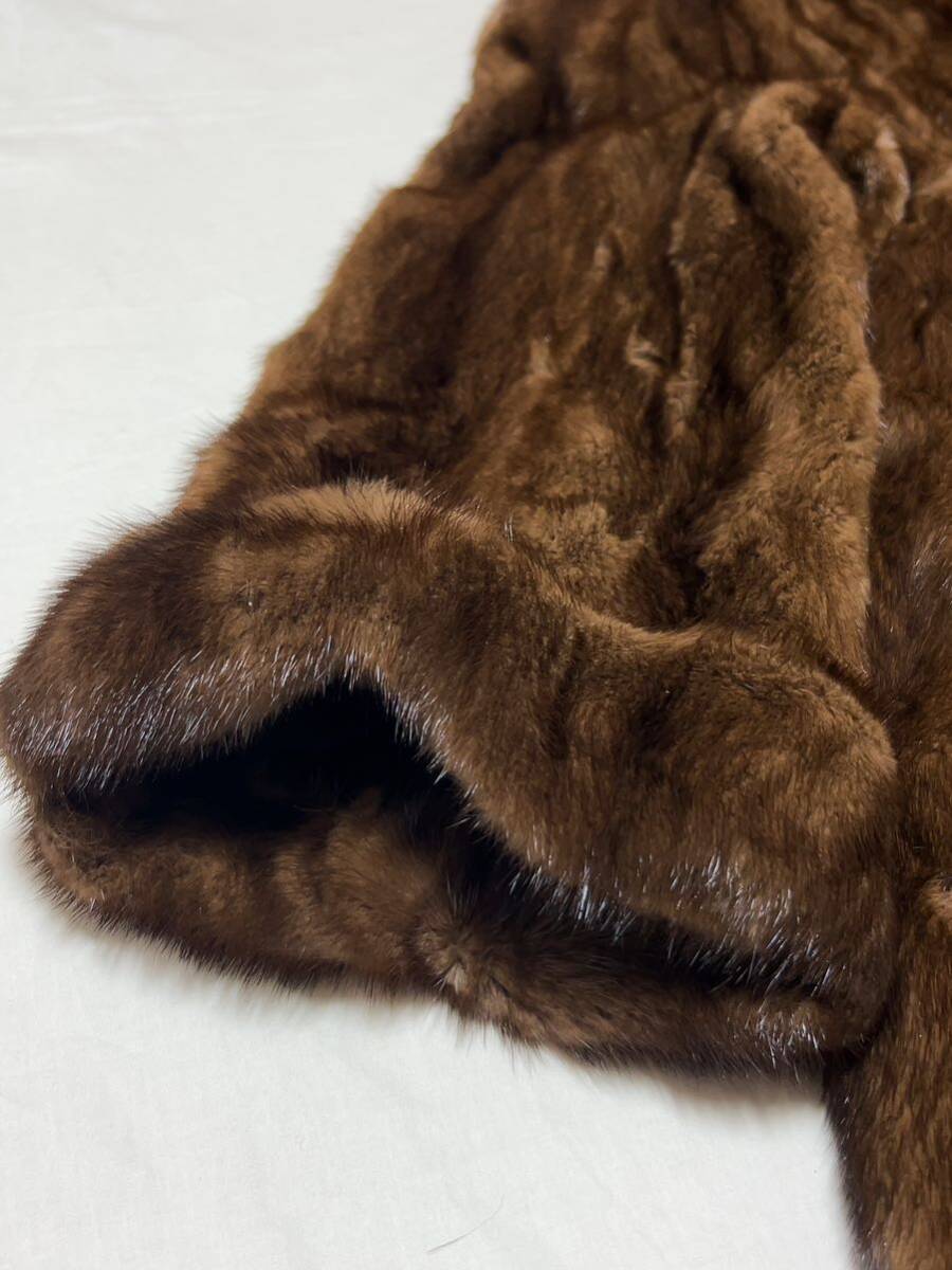 【NS822】未使用 美品 高級 毛皮 ミンク ロングコート ブラウン タグ付の画像3