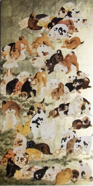 模写漆絵　伊藤若冲の名作_百犬図　NH323　ユーラシアアート_画像1