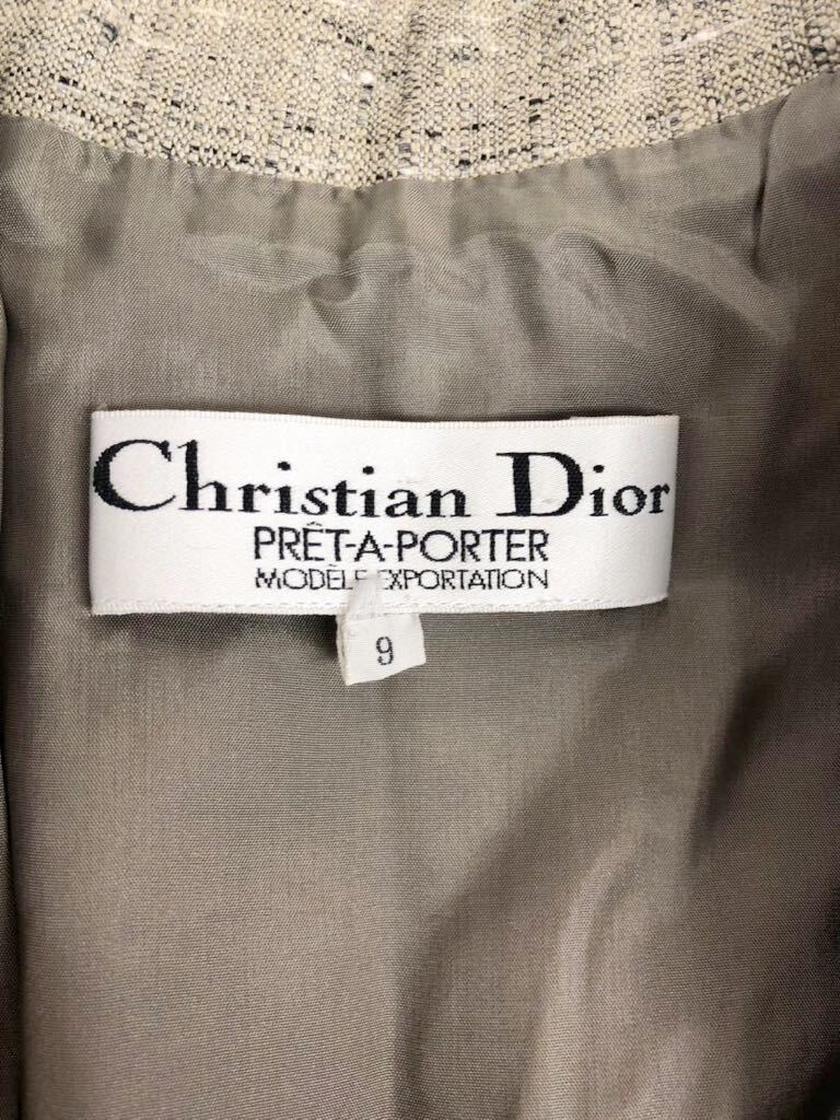 Vintage CHRISTIAN DIOR クリスチャンディオール　レディース　ブラウン　スカートスーツ　セットアップ　上下　9表記_画像3