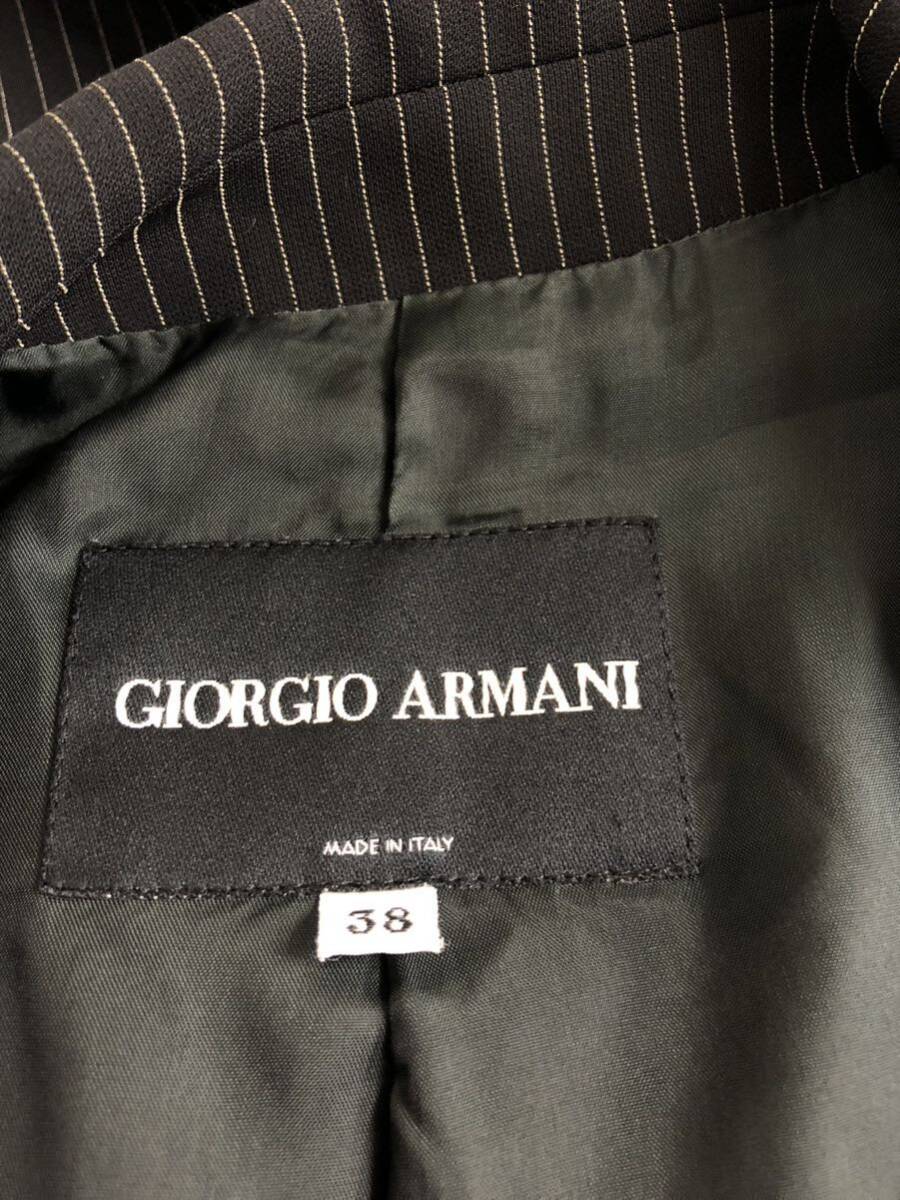 GIORGIO ARMANIjoru geo Armani lady's black stripe pants suit setup top and bottom 38 inscription 