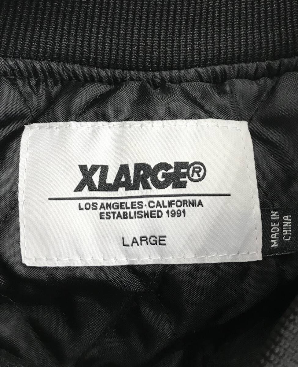 XLARGE スリーブ切替スタジャン スプレー加工 ブラック 1-714-486-1387 エクストララージ SIZE：L■0301C_画像4