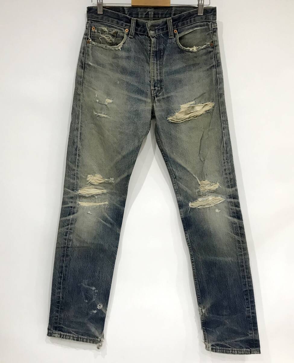 EURO製 LEVI'S 505-04 ダメージ デニム ジーンズ リペア リメイク リーバイス 5050452 古着 ヴィンテージ SIZE：32×34■0305H①_画像1