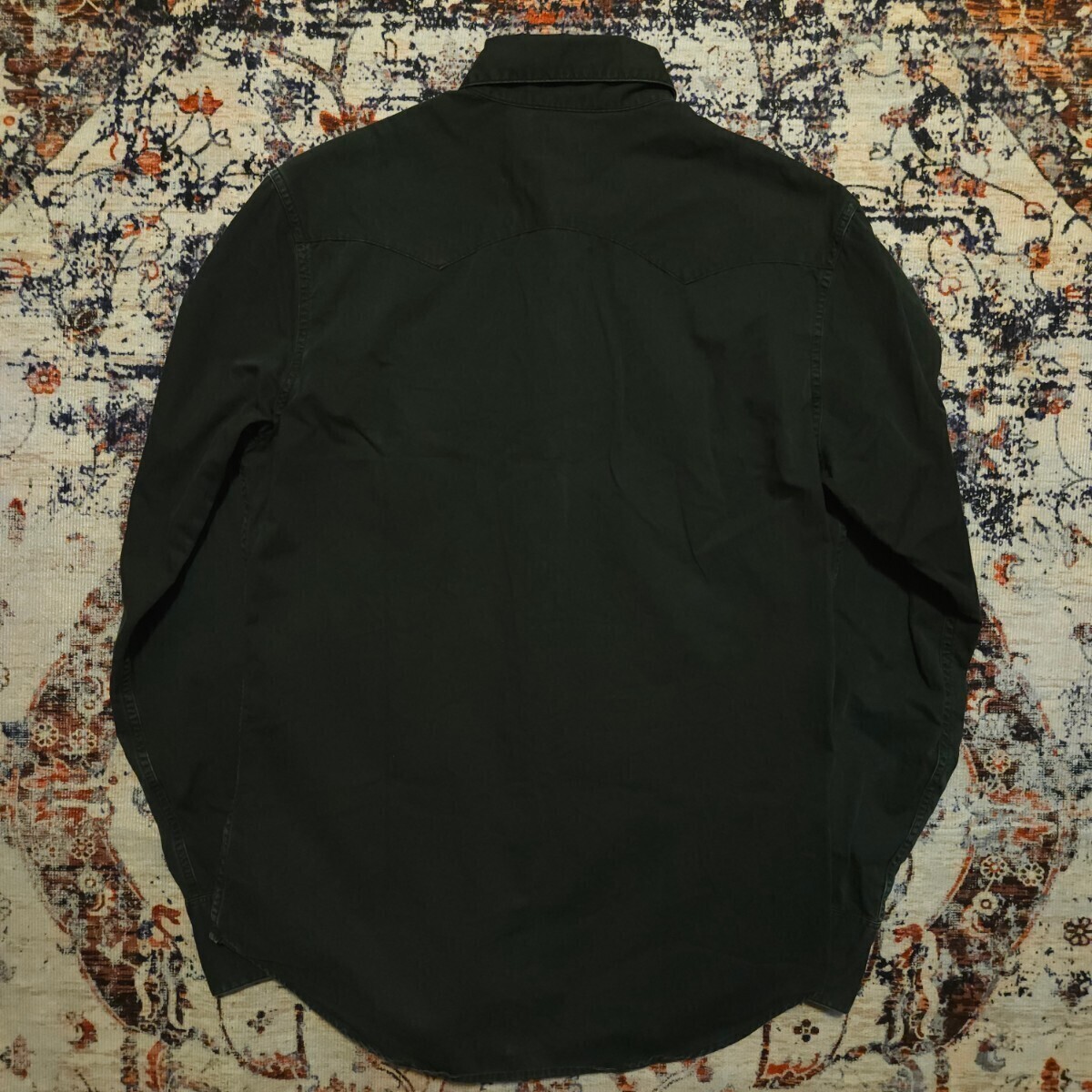【激渋】 RRL All Black Western Shirt 【S】 オール ブラック ウエスタン シャツ 黒 シルバーコンチョ パール メダリオン Ralph Lauren_画像8