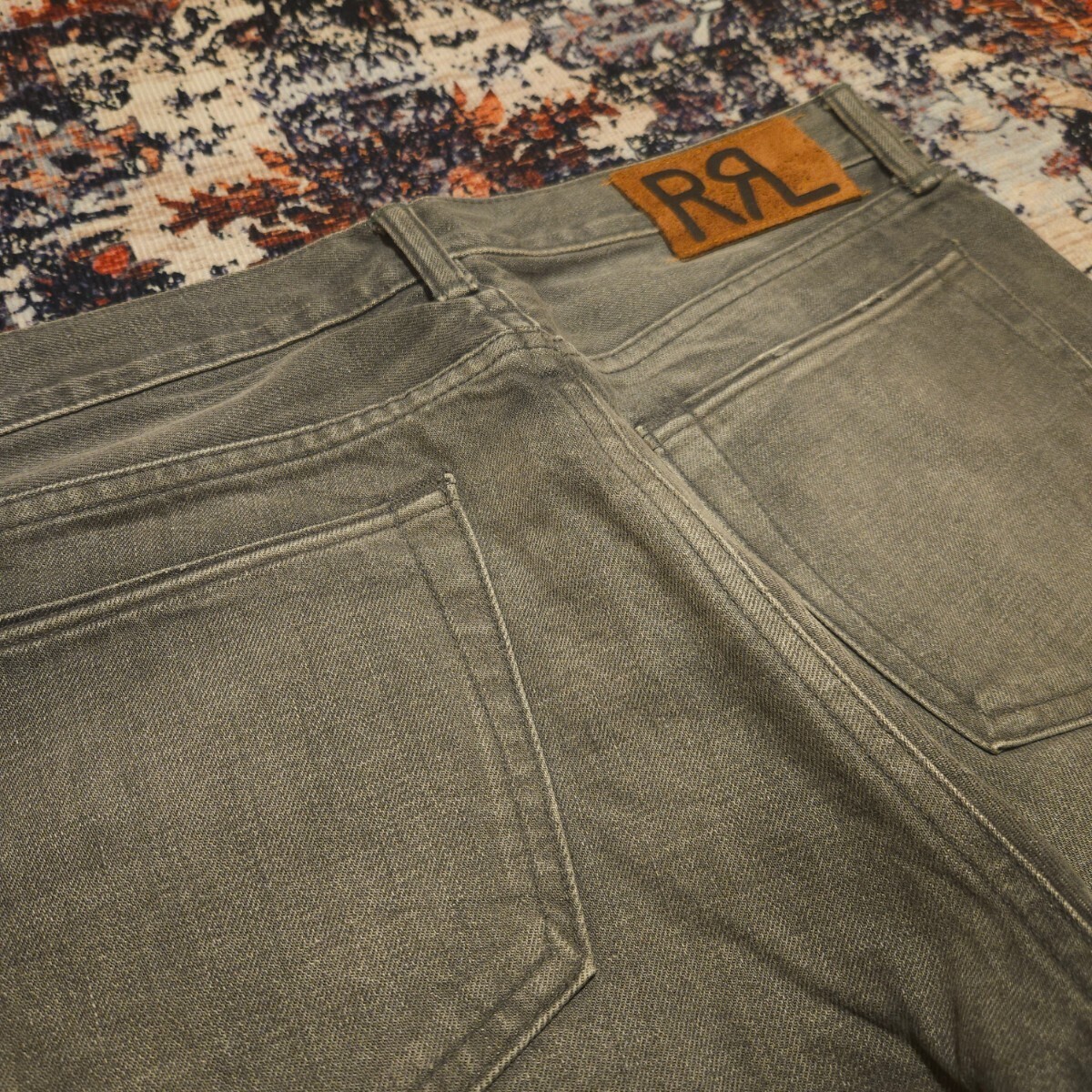 【USA製】 RRL Stormy Sky Slim Narrow Jeans 【32×32】 ストーミースカイ スリムナロー ジーンズ 灰色 デニム レザー Ralph Lauren　_画像7