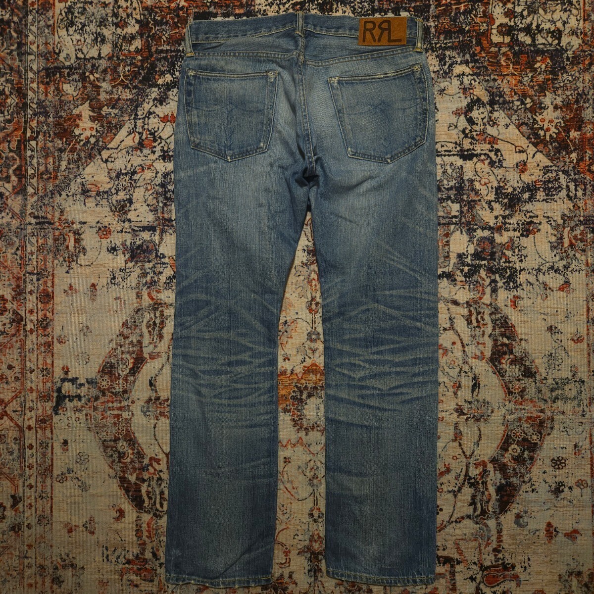 【USA製】 RRL Barnett Slim Fit Jeans 【31×30】 バーネット スリムフィット ジーンズ デニム 黄金期 レザー リペア加工 Ralph Laurenの画像8