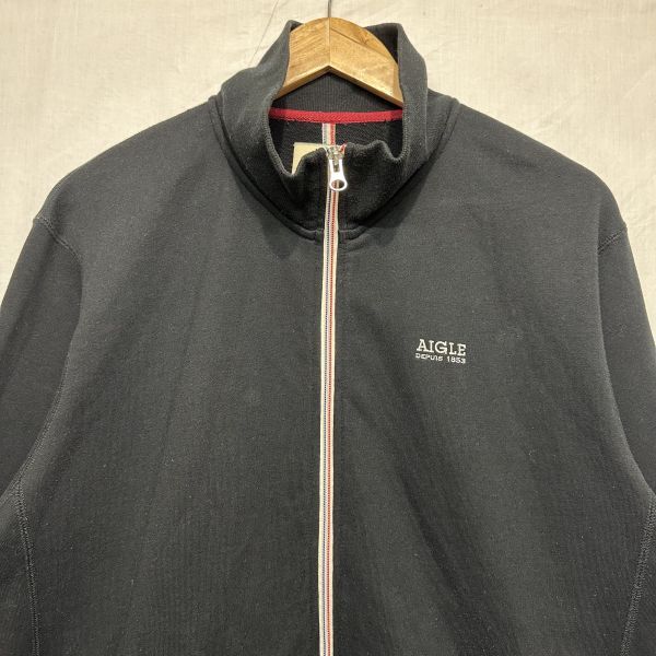 AIGLE エイグル フル ジップ アップ トラック ジャケット パーカー アウトドア XL 黒 ブラック b18920_画像2