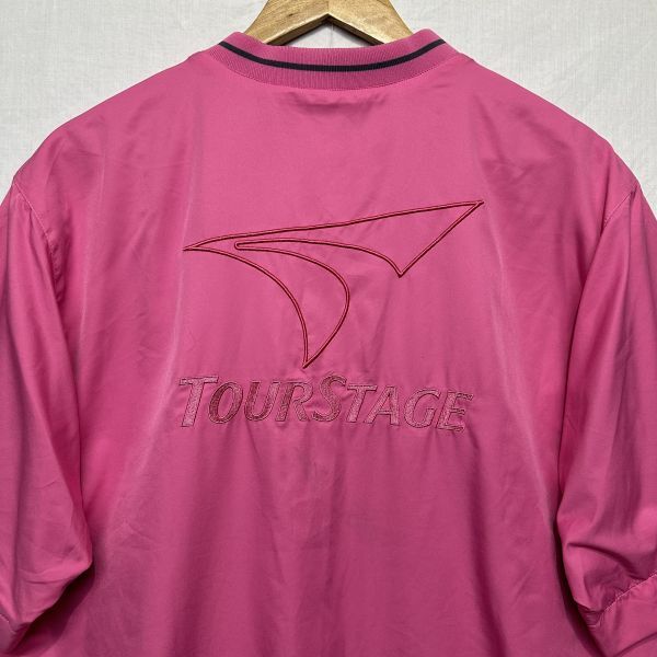 TOURSTAGE ツアーステージ プルオーバー ジャケット ピンク L ゴルフ ウェア メンズ V ネック 半袖 b18991の画像5