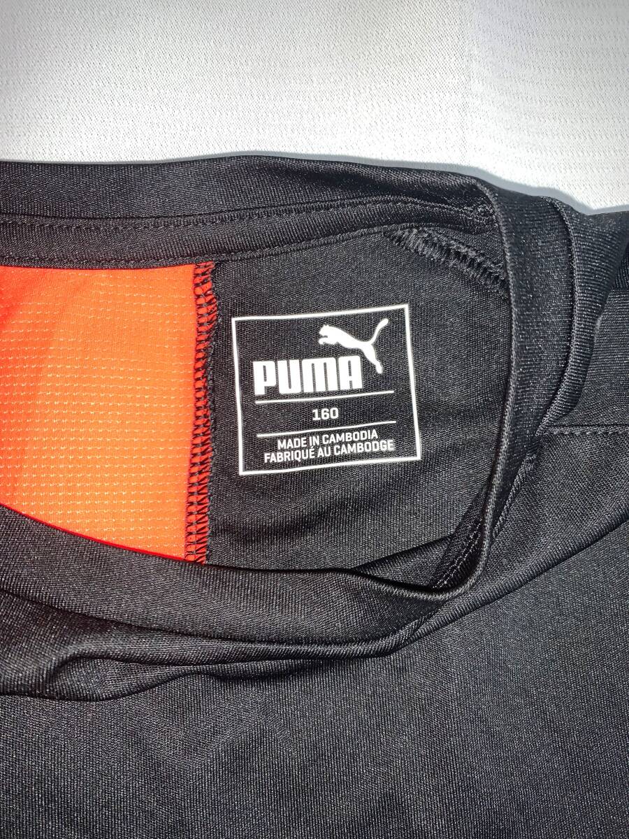 【良品】PUMA/プーマ/160/Tシャツ/半袖/発色オレンジ/黒ブラック/スポーツウェア/練習着/トレーニング/ジム/_画像3