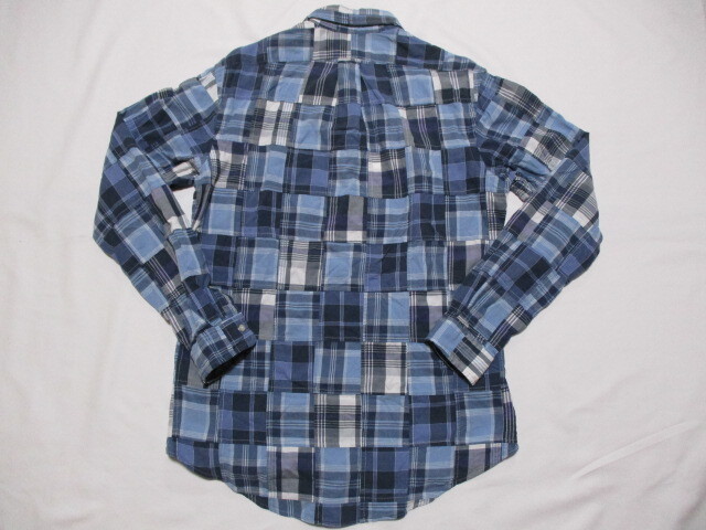 ラルフローレン CUSTOM FIT パッチワークシャツ 水×紺 M 175の画像2