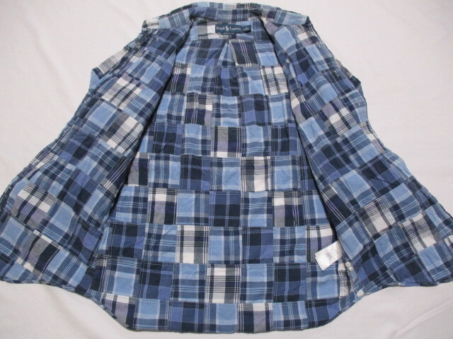 ラルフローレン CUSTOM FIT パッチワークシャツ 水×紺 M 175の画像3
