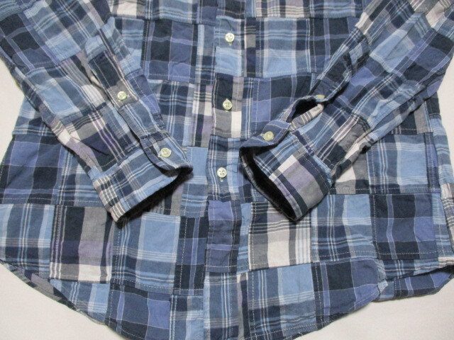 ラルフローレン CUSTOM FIT パッチワークシャツ 水×紺 M 175の画像5