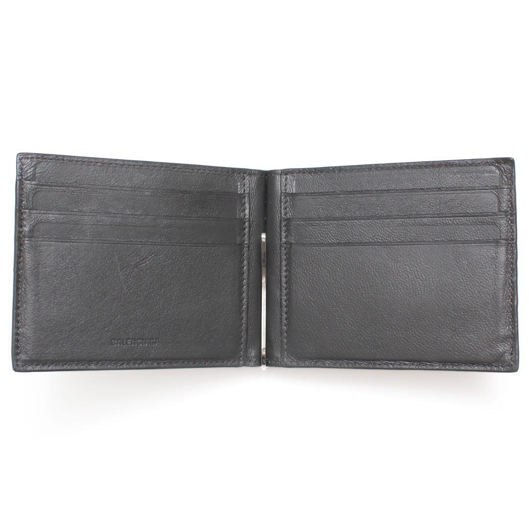  Balenciaga leather black ko type pushed . money clip card-case black black 