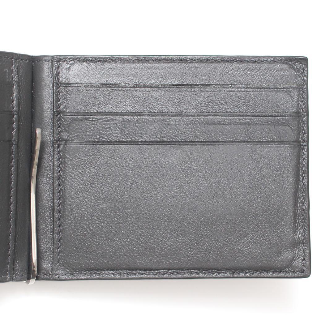  Balenciaga leather black ko type pushed . money clip card-case black black 
