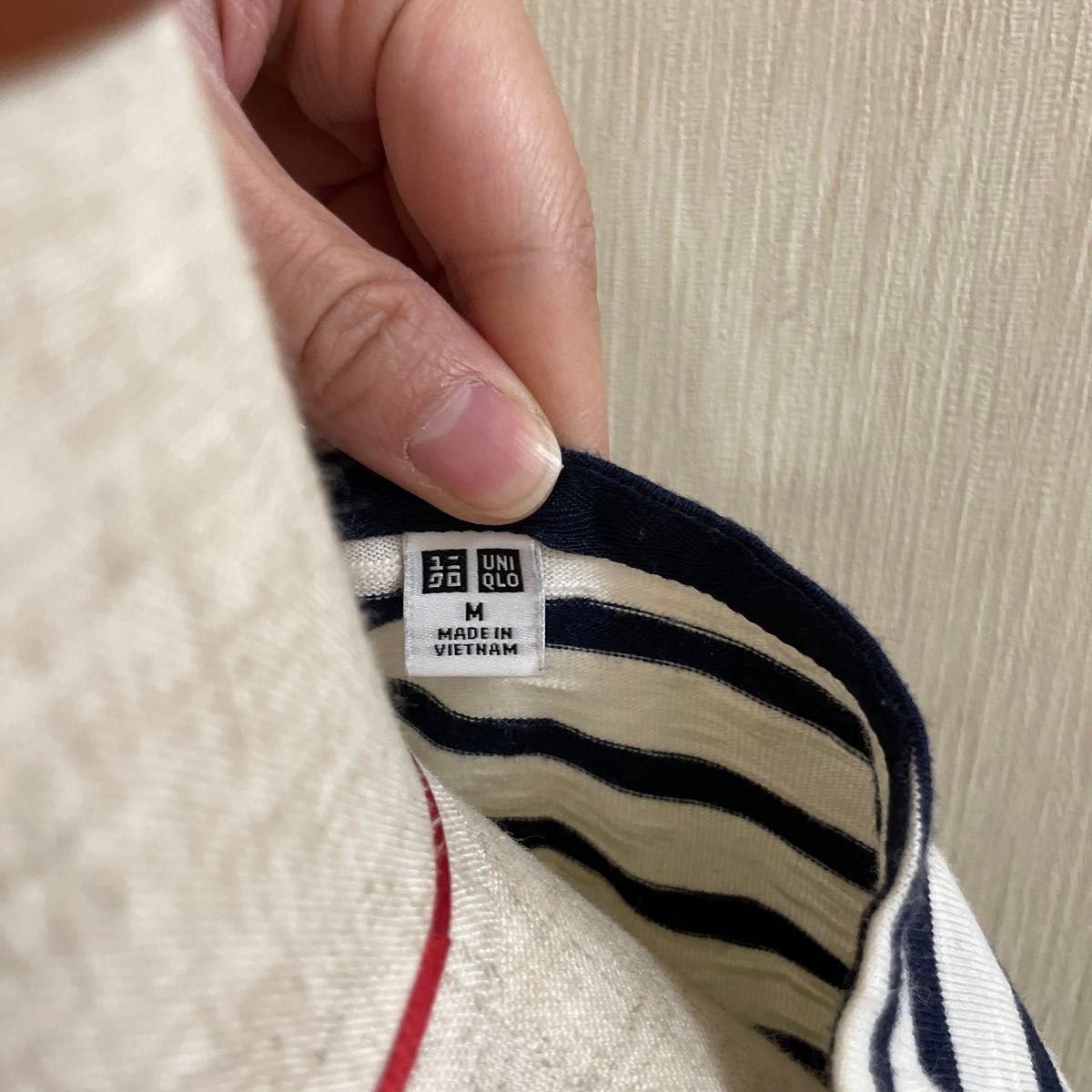 UNIQLO /  ユニクロ ボーダーTシャツ (半袖) 白 x ネイビー M