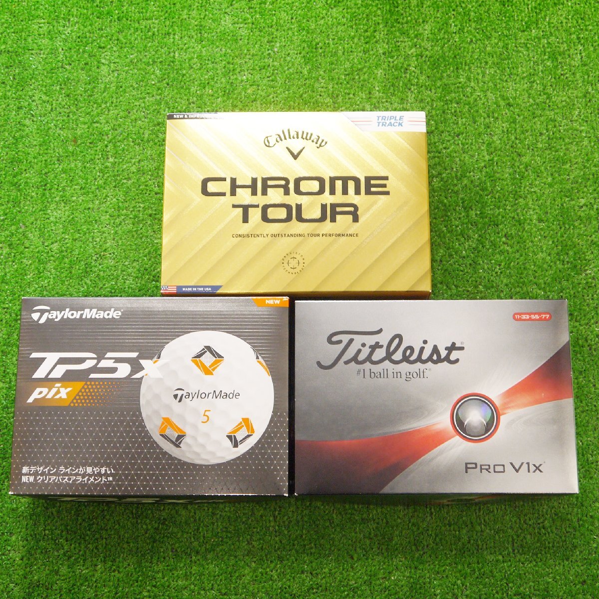 未使用品・保管品 ゴルフボール 3ダース 36球 テーラーメイド TP5x pix タイトリスト PRO V1x キャロウェイ CHROME TOUR クロムツアー 箱付