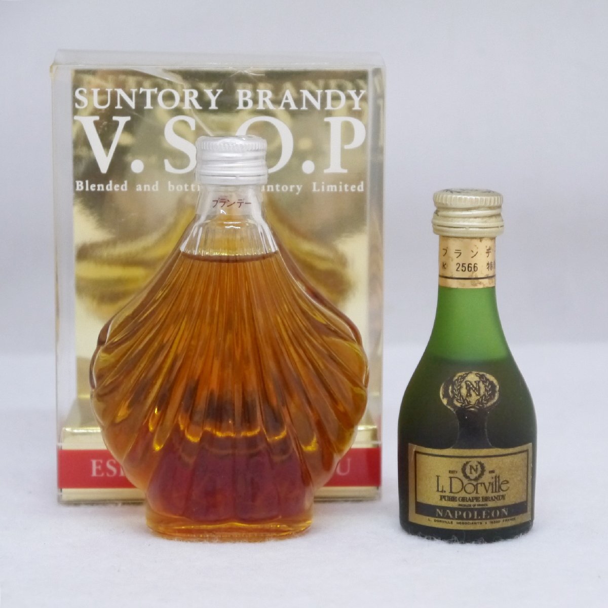 未開栓・保管品 ブランデー ミニボトル 2本セット SUNTORY サントリー VSOP 80ml L.Dorville ドーヴィル NAPOLEON ナポレオン 30mlの画像1