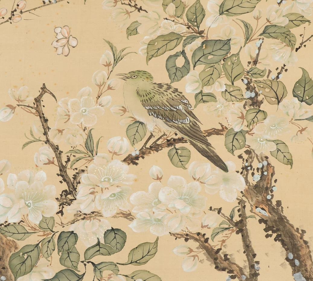 [ copy ]* Yoshida ..( Yoshida ..)* flowers and birds map * Japanese picture * Toyama * silk book@* hanging scroll *t570