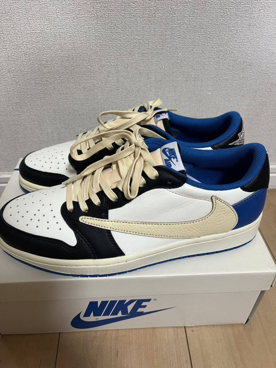 未使用 NIKE Travis Scott × Fragment Air Jordan 1 Low Military Blue エアジョーダン 1 DM7866-140 26.5cm US8.5の画像1