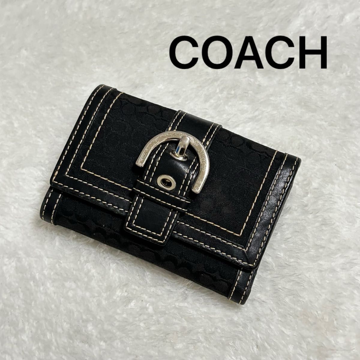 COACH コーチ シグネチャー コンパクト 財布 三つ折り ウォレット 折り財布 キャンバス レザー