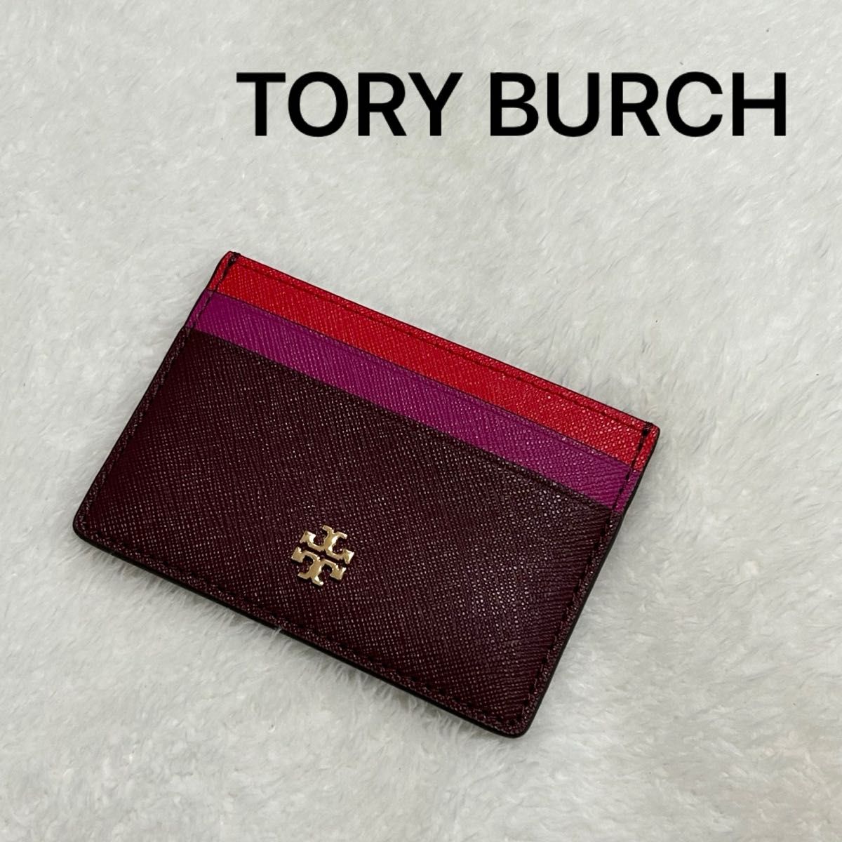 TORY BURCHトリーバーチ カードケース パスケース 定期入れ レザー マルチカラー ゴールド ロゴ