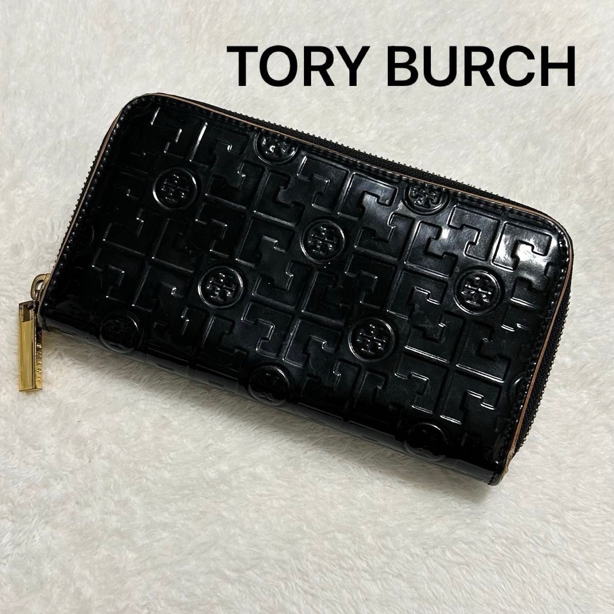 TORY BURCH トリーバーチ エナメル ロゴ 型押し モノグラム 総柄 TORY BURCH トリーバーチ エナメル ロゴ 型押し モノグラム 総柄