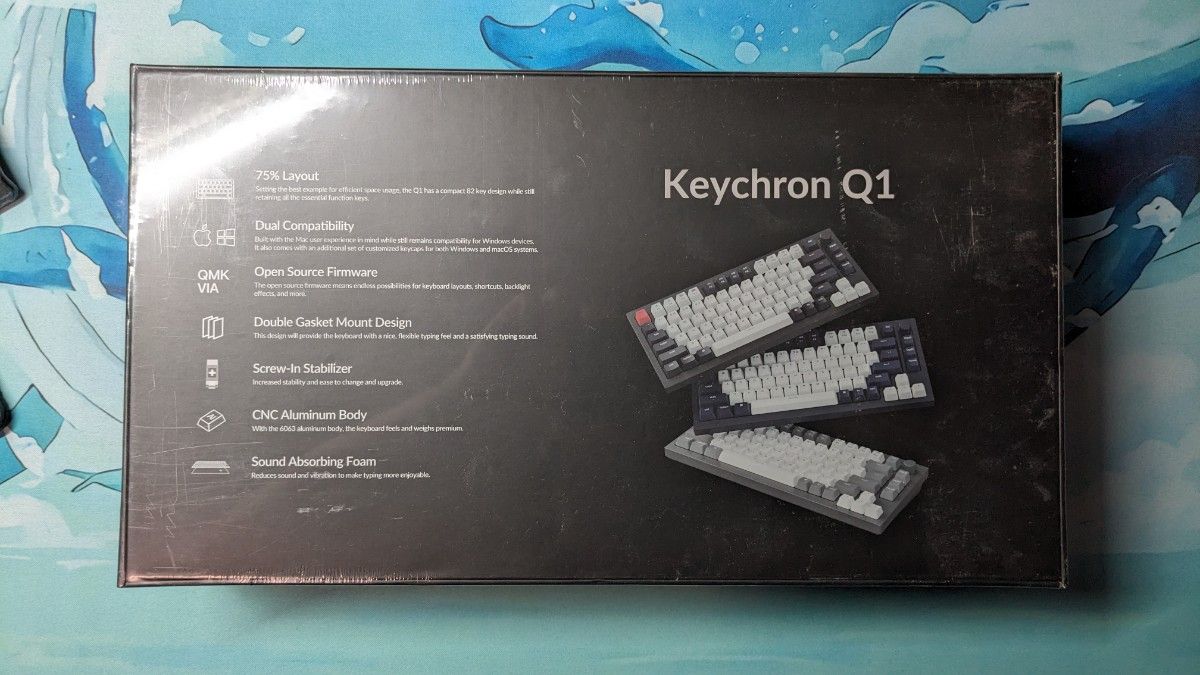 【未開封】Keychron Q1 QMK 英語配列 赤軸 メカニカルキーボード ノブver（ネイビーブルー）
