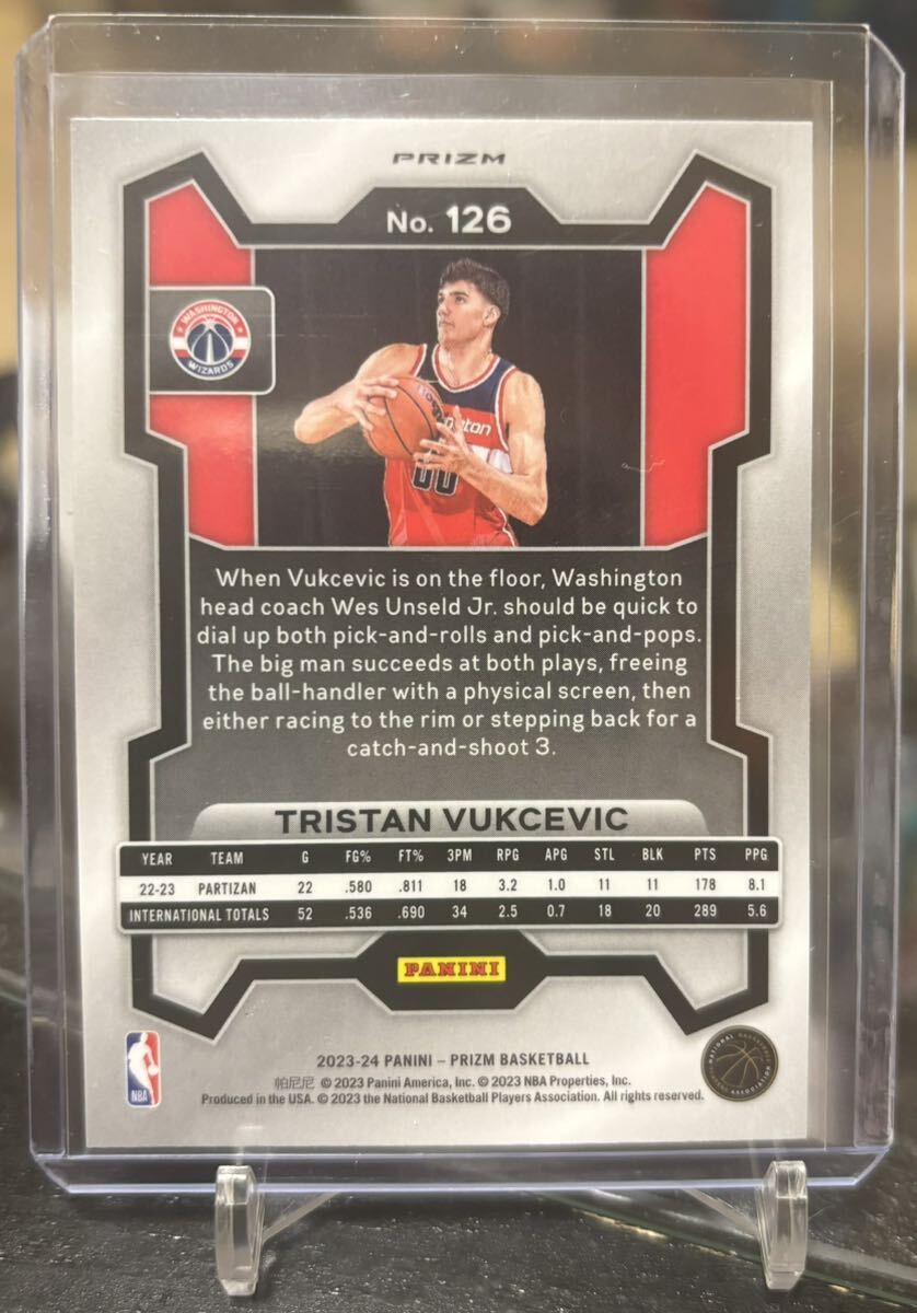 【TRISTAN VUKCEVIC】◆カラーマッチ！Red shimmer prizm RC◆2023-24 PANINI PRIZM ウィザーズの画像2