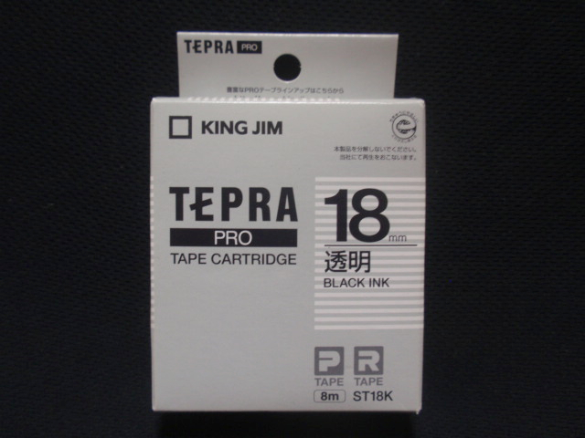 TEPRA PROテープカートリッジ ST18K 18mm幅 (透明・黒文字) 送料220円からの画像1