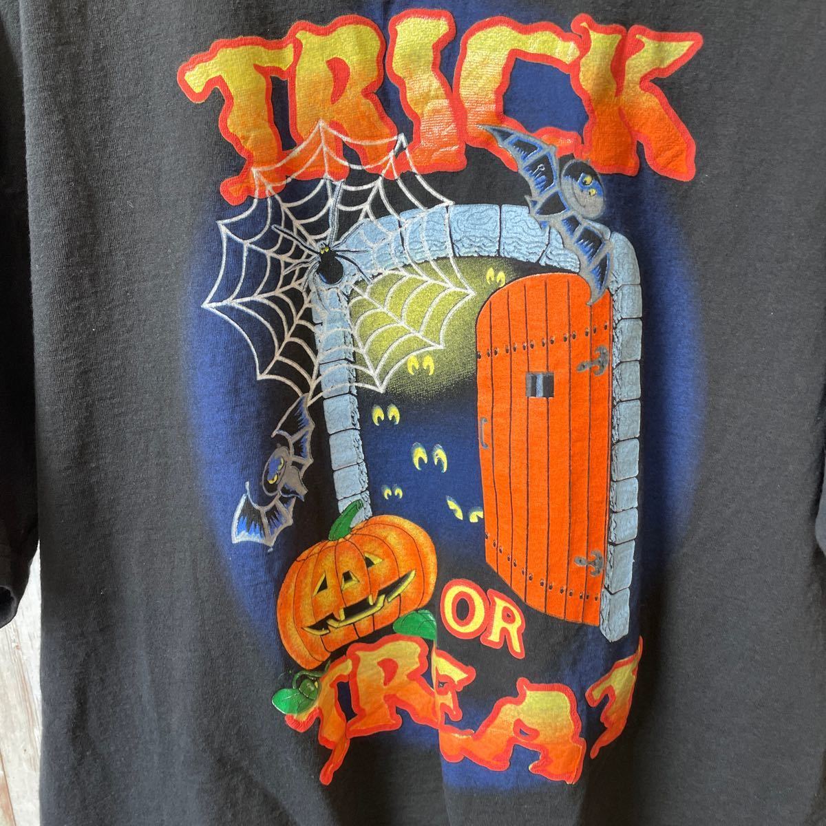 Tシャツ 古着 半袖 ブラック サイズXL ハロウイン オーバーサイズ メンズ 古着の画像4