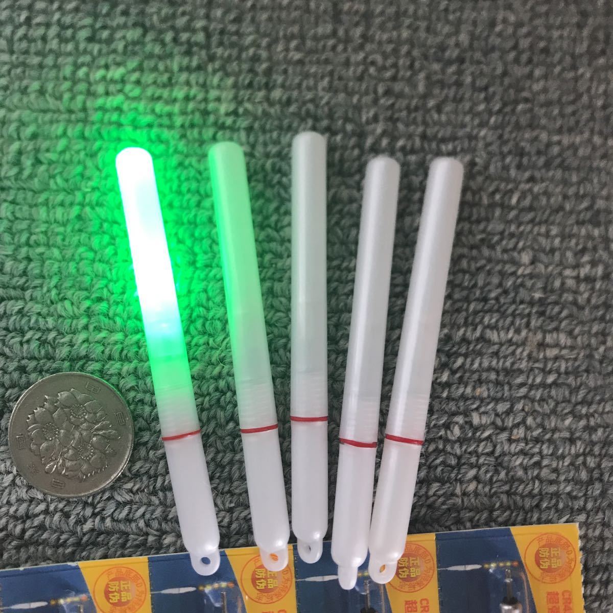LEDスティックライト 電気ケミホタル50サイズオリジナル長さ 緑発光 本体5本 電池5本無料 新品入荷の画像1