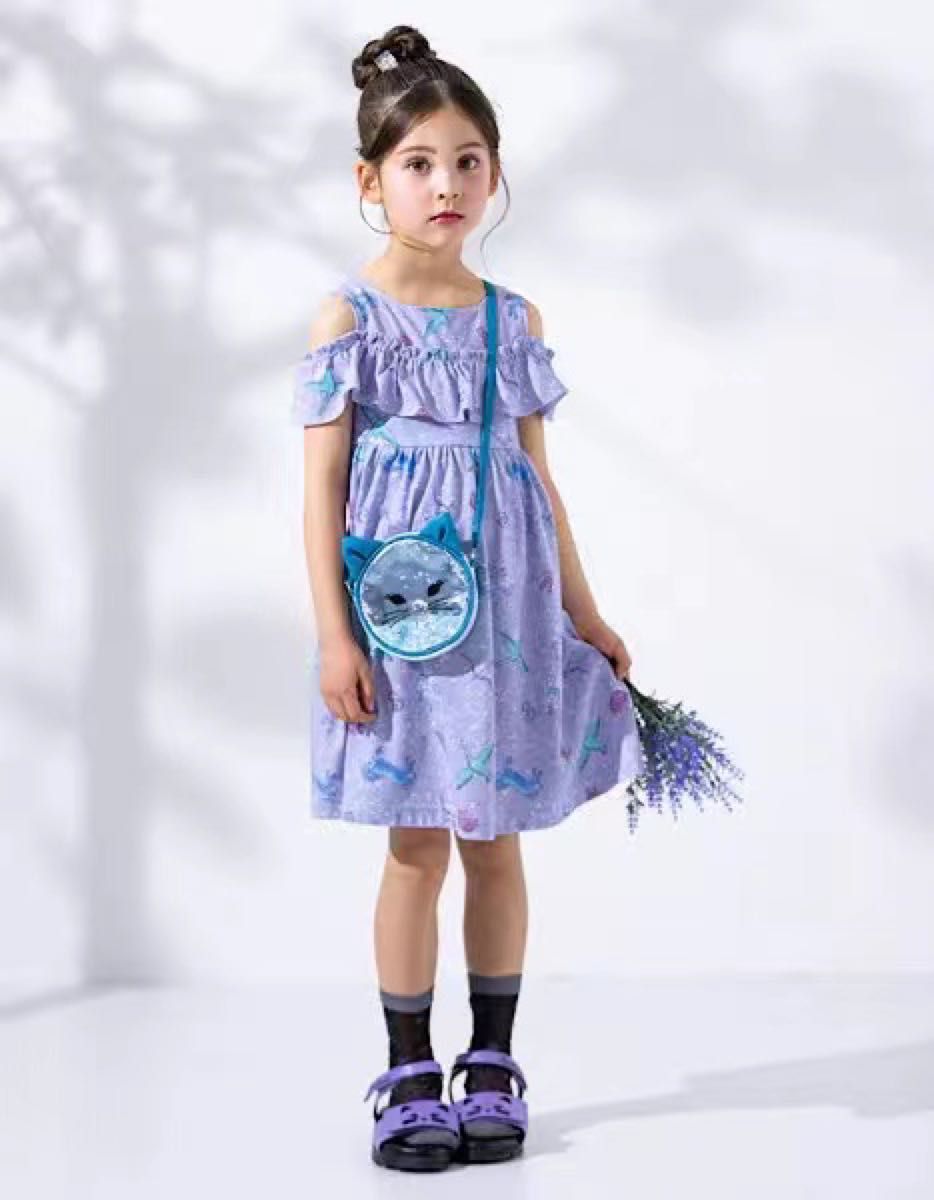 ANNA SUI アナスイミニ 星座総柄カット ワンピース パープル 120 ANNA SUI アナスイミニ 星座総柄カット ワンピース パープル 120