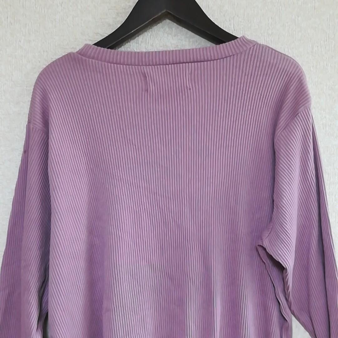 【美品】URBANITY　アーバニティー　3XL(4L)　リブカットソー　Tシャツ/カットソー(七分/長袖)　ピンク色　シンプル　無地　ラフ　952_画像7