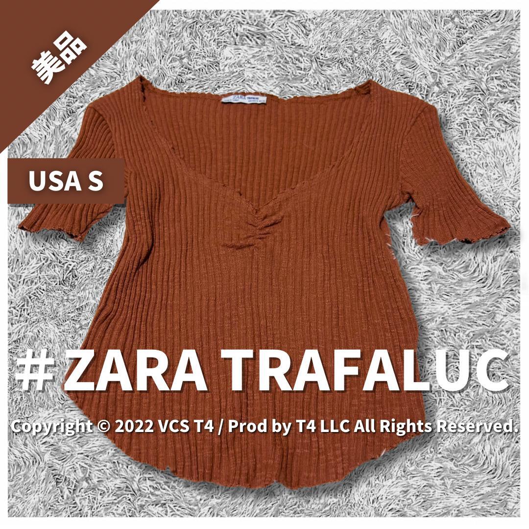 【美品】 ZARA カットソー(半袖) S オレンジ ニット ×3288_画像1