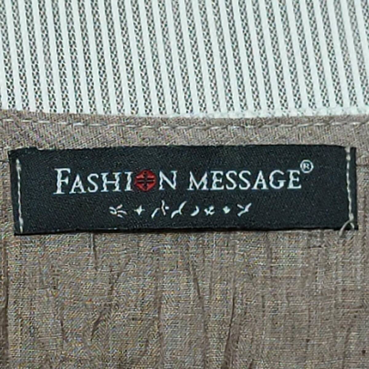 FASHION MESSAGE 半袖カットソー 白 ブラウン 袖口 美品 リメイク 縫い目 汚れ裾 サイズ フリーサイズ ×1509_画像10