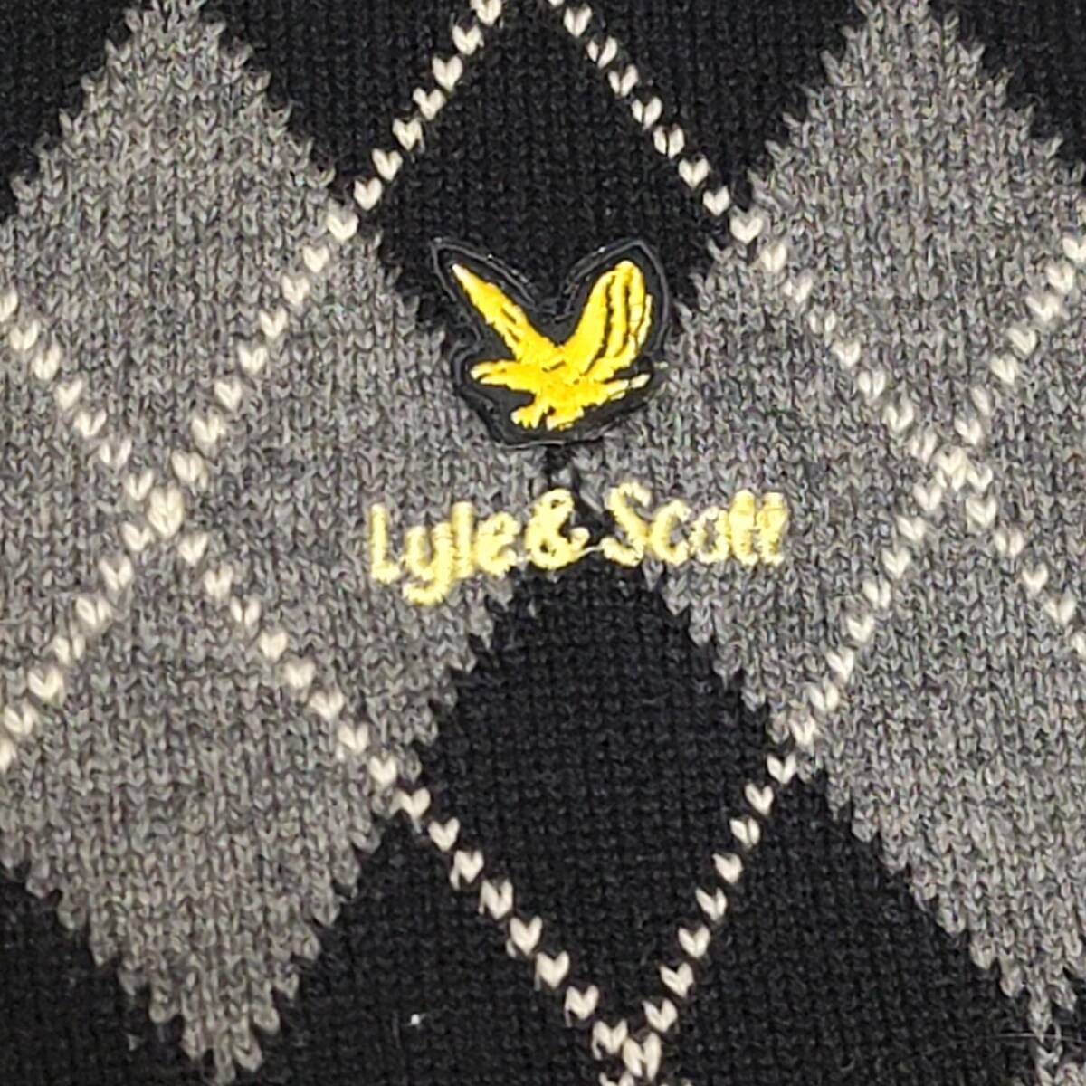 Geelong Lyle & Scott セーター アーガイル柄 穴 グレー 表記 Mサイズ 合わせやすい 羊毛混素材 ×1980_画像5