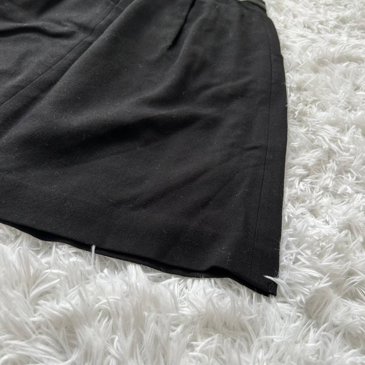 ロペ ROPE 膝丈スカート ブラック 黒 ウール混 日本製 お色 黒 コーデ タンクトップ カーディガン メリハリ ×2227_画像8