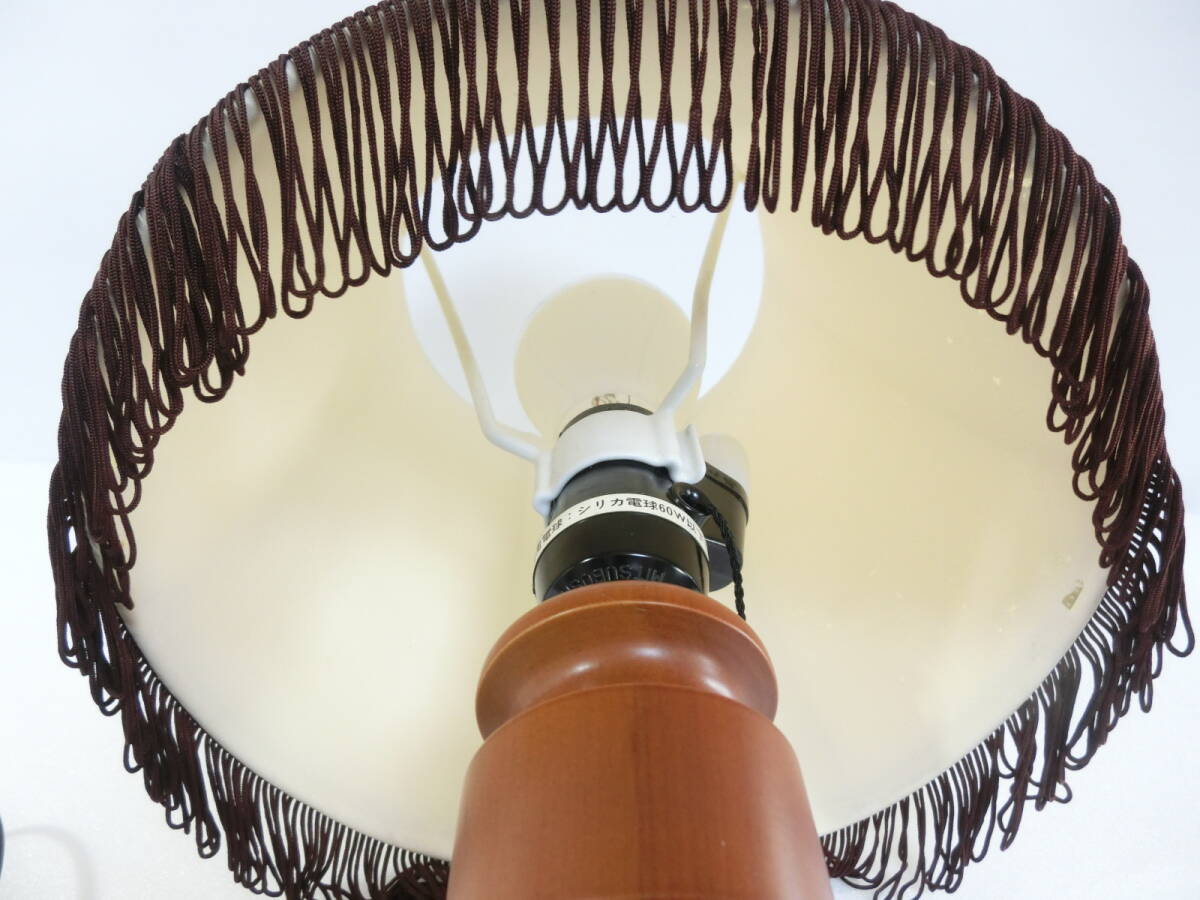 昭和 レトロ　ナショナル　スタンド ライト テーブル ランプ ナイトスタンド 布シェード木製 電球 照明 _画像6