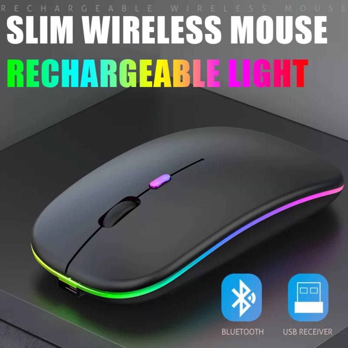 【最新版】ワイヤレスマウス 静音 超軽量 USB 薄型 （ブラック）