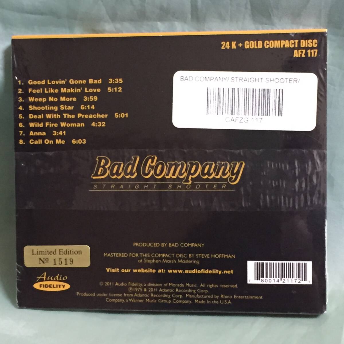 Bad Company / Straight Shooter 24 KT + Gold limited, numbered edition compact disc 未開封_画像2