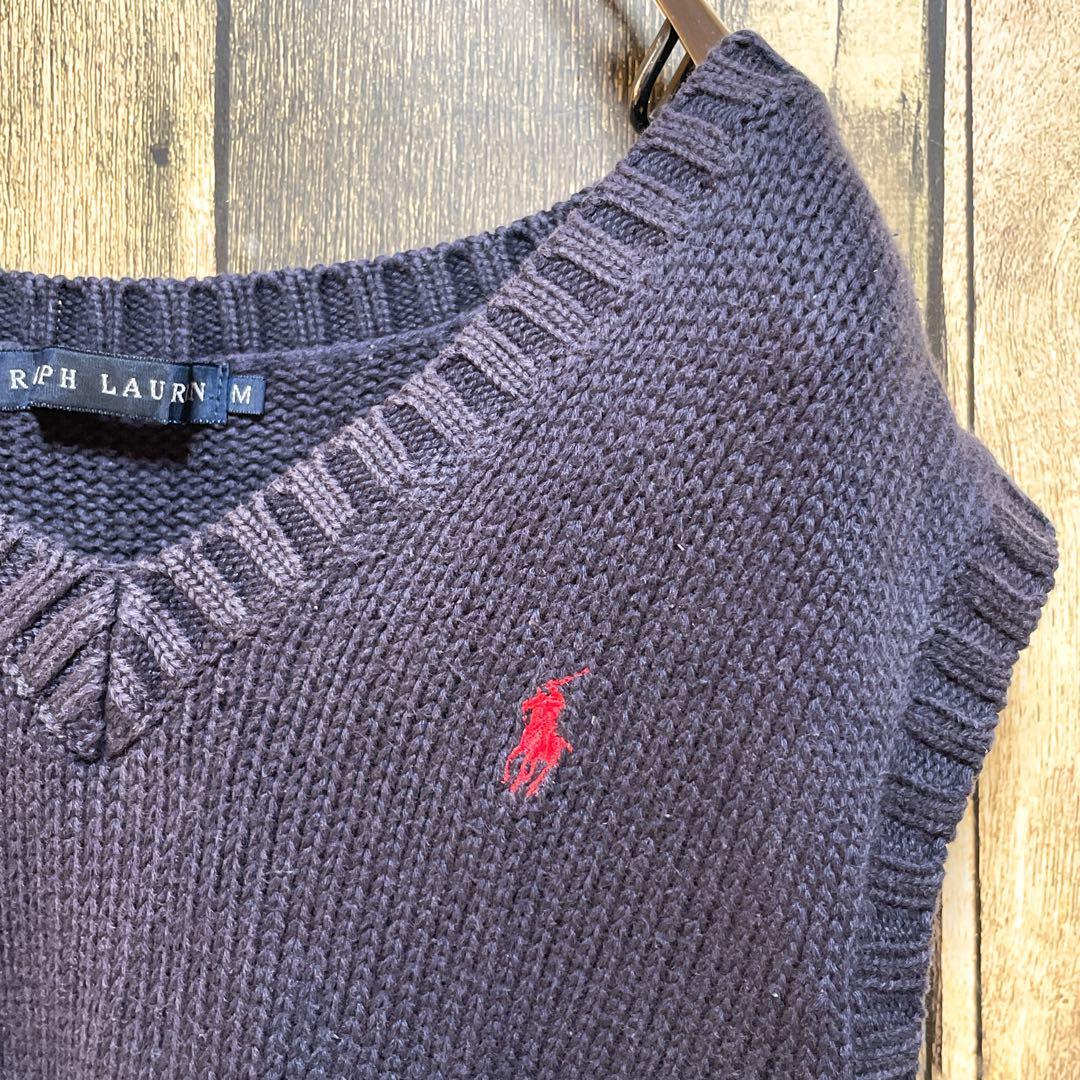 {90 period that time thing }Ralph Lauren navy blue * knitted M made in Japan 