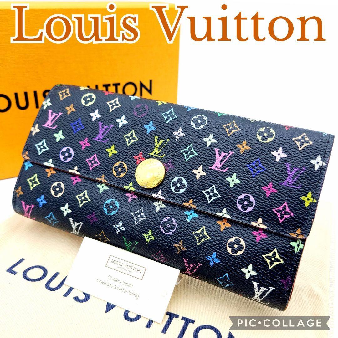 美品　Louis Vuitton ルイヴィトン 長財布 マルチカラー ノワール ポルトフォイユサラ　M93747　希少モデル　黒＆ピンク_画像1