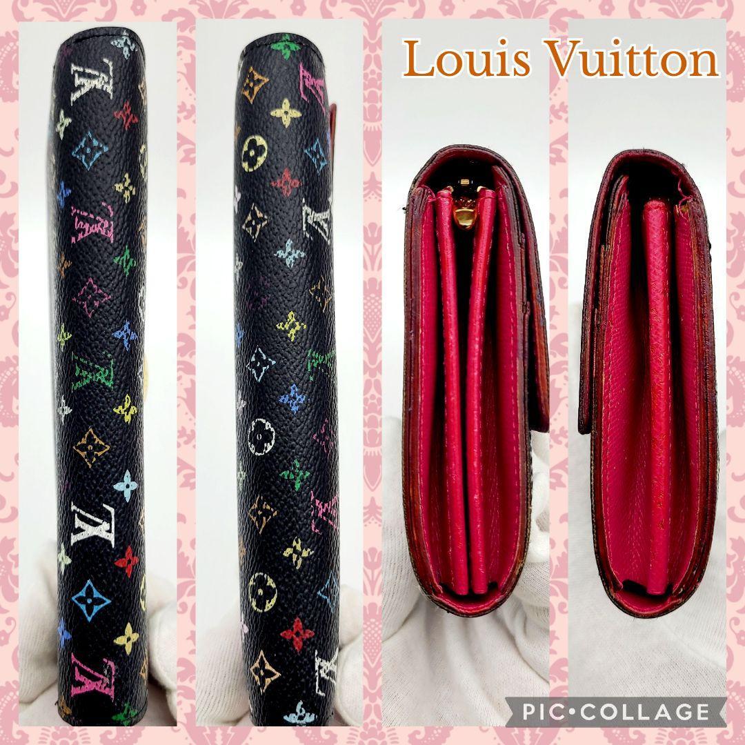 美品　Louis Vuitton ルイヴィトン 長財布 マルチカラー ノワール ポルトフォイユサラ　M93747　希少モデル　黒＆ピンク_画像6