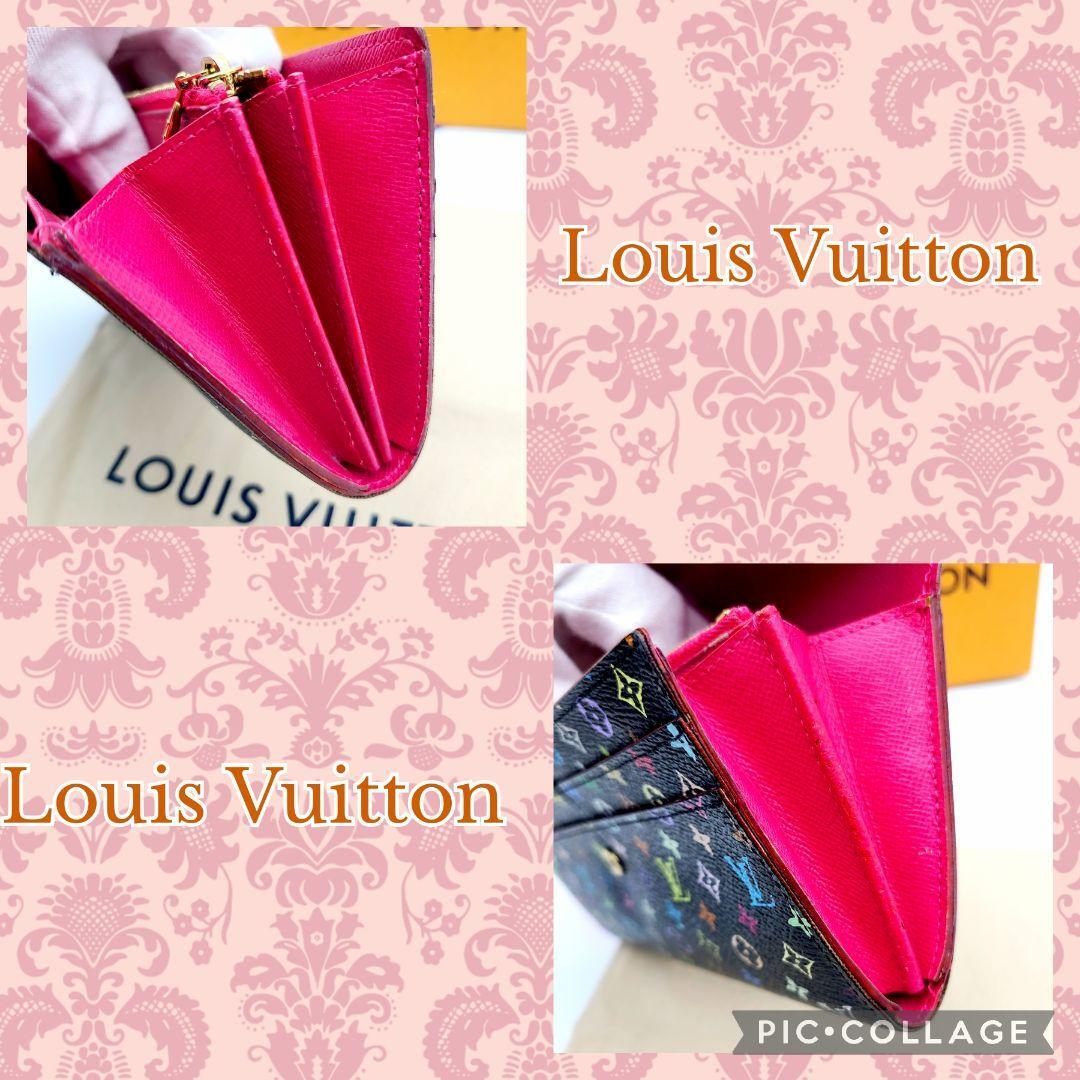 美品　Louis Vuitton ルイヴィトン 長財布 マルチカラー ノワール ポルトフォイユサラ　M93747　希少モデル　黒＆ピンク_画像9