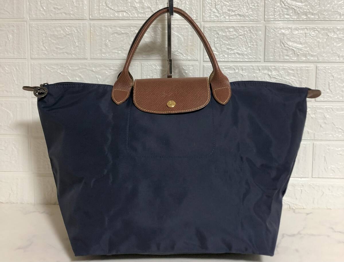 no21658 LONGCHAMP ロンシャン ルプリアージュ デポセ ナイロン 本革 レザー ハンド トート バッグ ☆_画像1