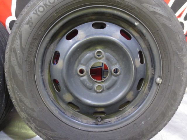 送料無料 ダイハツ純正スチール 13×4.5J +42 100×4H + YOKOHAMA BluEarth-RV RV03CK 165/65R13 2022年 8分山 中古 4本 ラジアル_画像4