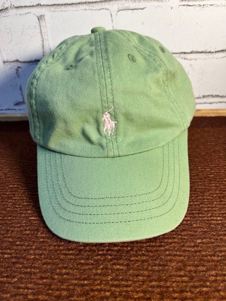 KIDS POLO RALPH LAUREN ポロラルフローレン CAP 緑 グリーン キャップ サイズ52cm 古着 ビンテージ