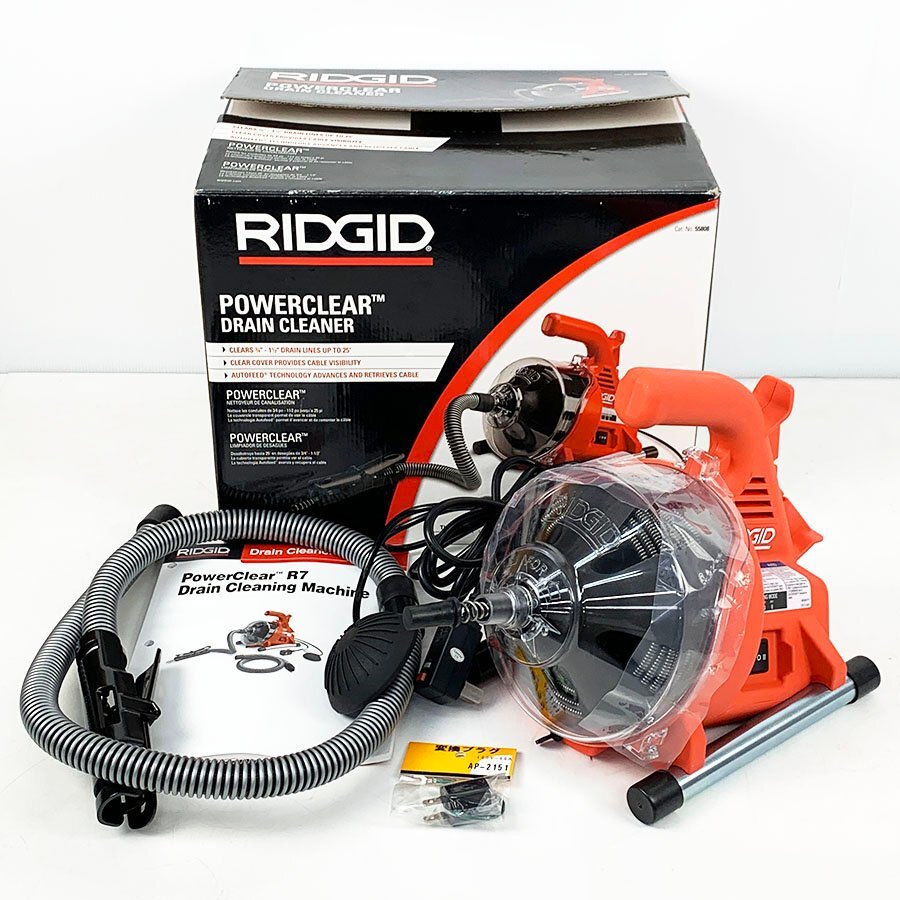 美品 RIDGID POWERCLEAR R7 パワークリア 排水管清掃機 排水管 詰まり 清掃 掃除◆延長ガイドホース欠品 [U12436]