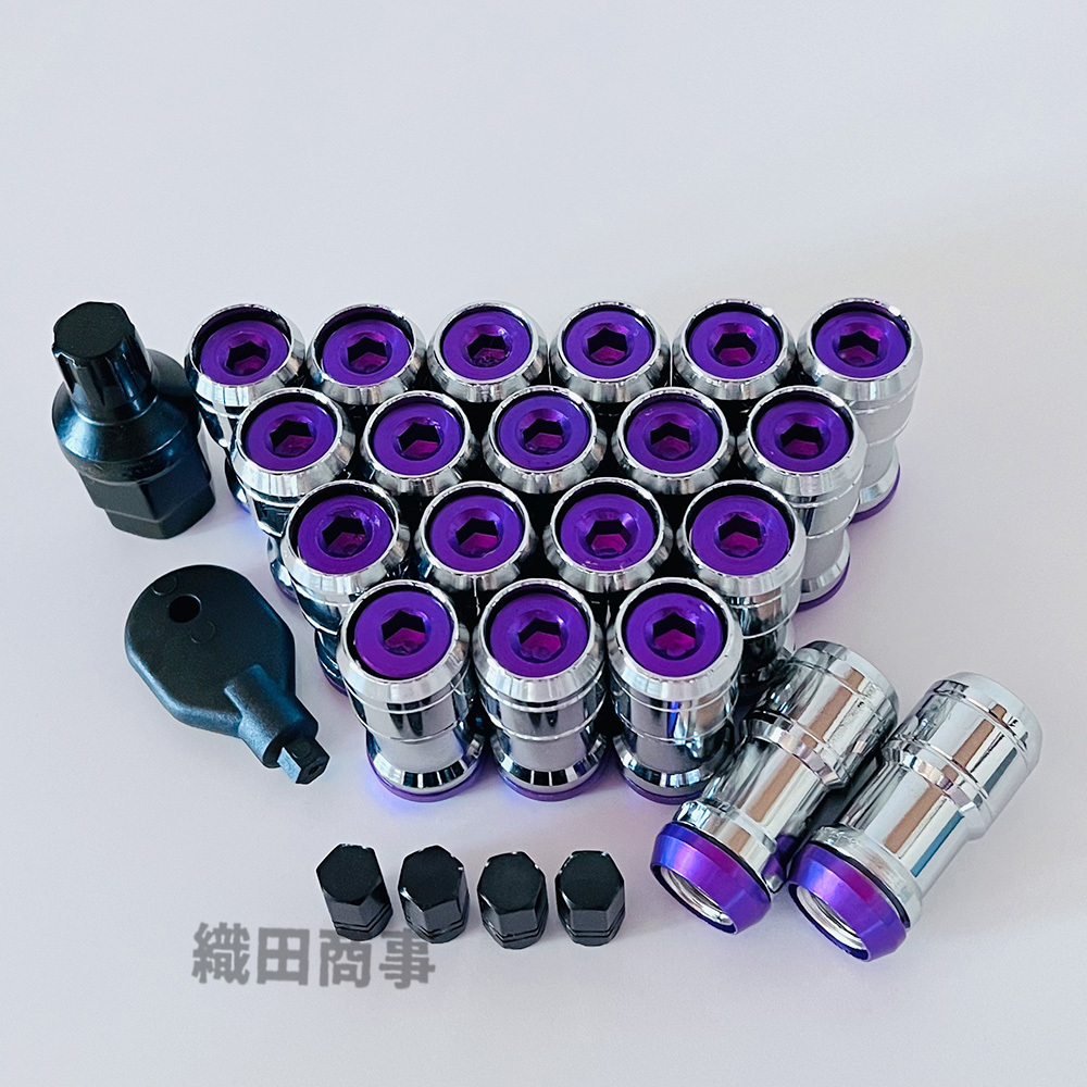 ホイールナット M12×P1.5 スチール製 3ピース構造 自動車 レーシングナット トヨタ 本田等対応 20個 紫色 PURPLE_画像2
