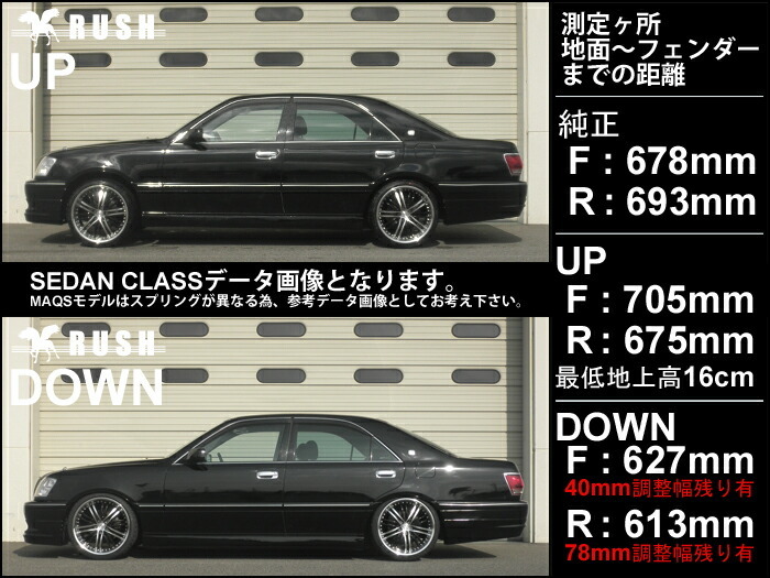 RUSH車高調 クラウン JZS171 JZS175 GS171 車高短 モデル フルタップ車高調 全長調整式車高調 減衰力調整付 RUSH Damper SEDAN CLASS_画像3