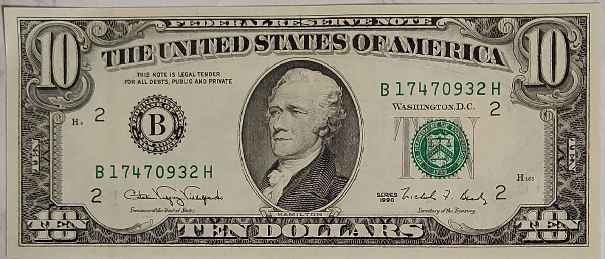 アメリカ 旧紙幣 10ドル紙幣 連番 2枚（未使用）③ コレクション